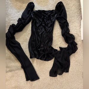 For Love And Lemons Black Satin Dress